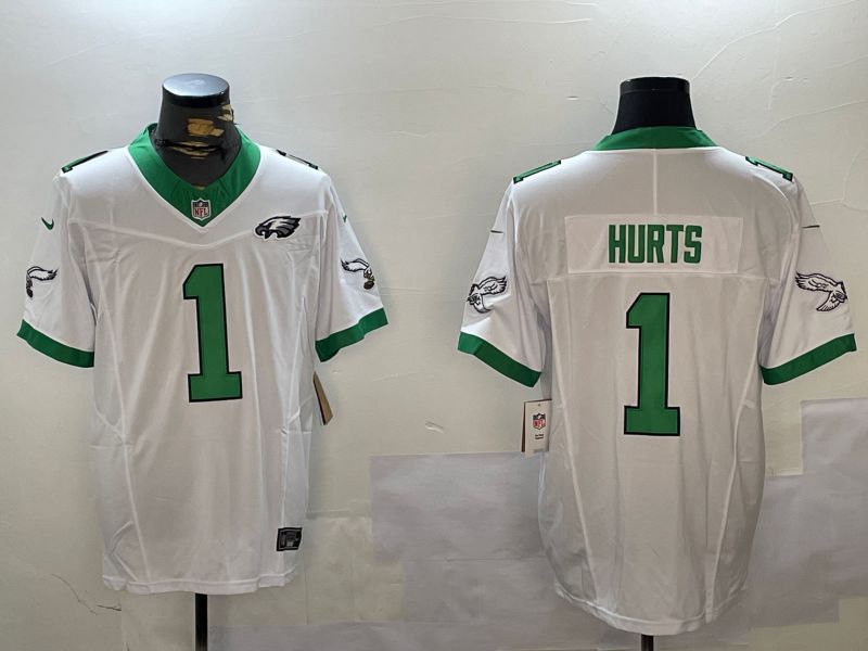 Men Philadelphia Eagles #1 Hurts White Three generation 2024 Nike Limited NFL Jersey style 2->philadelphia eagles->NFL Jersey